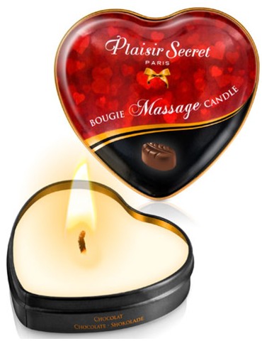 Mini bougie de massage au chocolat boîte coeur 35ml - CC826061