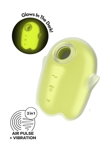 Stimulateur de clitoris fluorescent vibration et air pulsé USB vert Glowing Ghost Satisfyer - CC597852