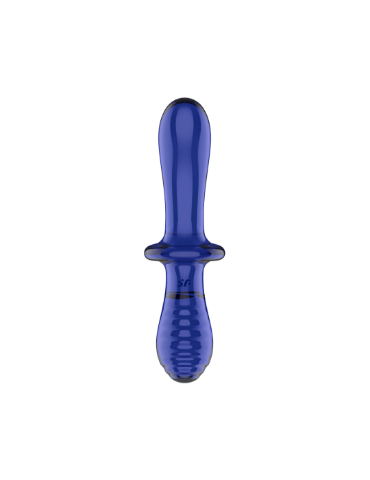 Gode en verre borosilicaté massif bleu Double Crystal Satisfyer - CC597828