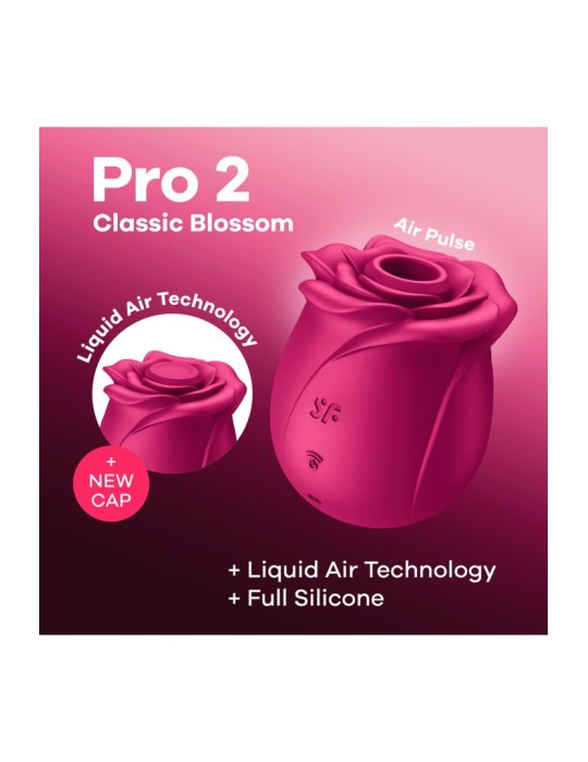 Stimulateur de clitoris rose par ondes de pression ou sans contact Pro 2 Classic Blossom Satisfyer - CC597840