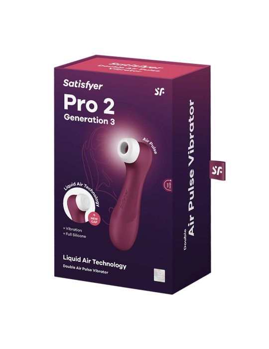 Stimulateur de clitoris 2 embouts avec techonologie Liquid Air Pro 2 Generation 3 rouge USB Satisfyer - CC597814