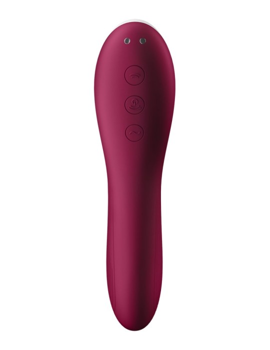 2 en 1 Vibromasseur et stimulateur de clitoris USB rouge Dual Crush Satisfyer - CC597786