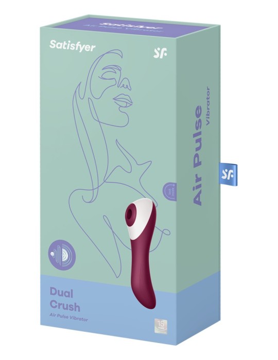 2 en 1 Vibromasseur et stimulateur de clitoris USB rouge Dual Crush Satisfyer - CC597786