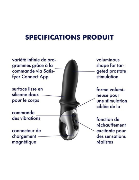 Vibromasseur noir USB, chauffant et connecté Hot Passion Satisfyer - CC597790