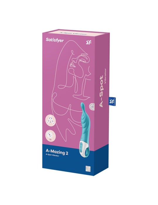 Vibromasseur rainuré Point A couleur turquoise A-Mazing 2 Satisfyer - CC597767