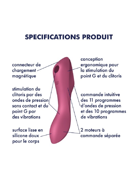 2 en 1 Stimulateur de clitoris et vibromasseur Curvy Trinity 3 rouge Satisfyer - CC597772