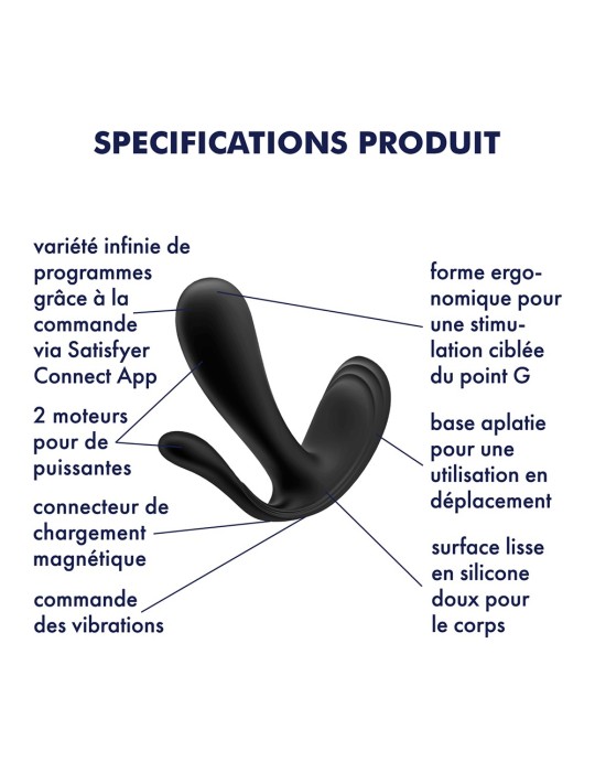 3 en 1 Vibromasseurs et stimulateur clitoridien noir connecté Top Secret  Satisfyer - CC597754