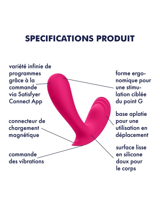 2 en 1 Vibromasseur et stimulateur clitoridien rose connecté Top Secret Satisfyer - CC597753