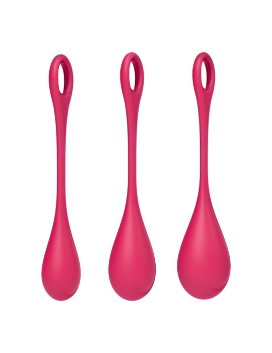 Set de 3 boules de geisha rouge Yoni Power 1 Satisfyer - CC597751