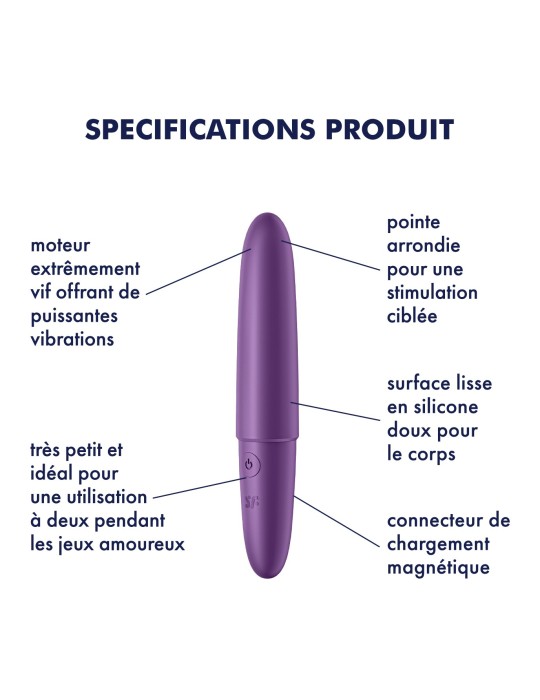 Vibromasseur violet USB Ultra Power Bullet 6 Satisfyer - CC597740