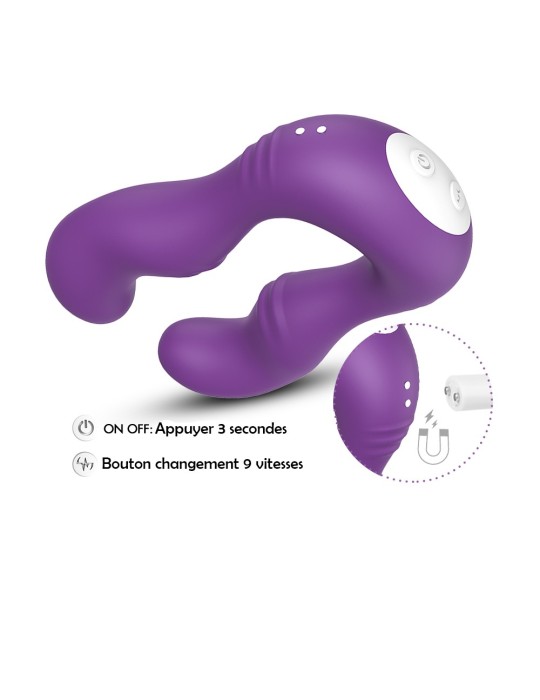 Vibromasseur Violet en forme de U double tête stimulateur point G - USK-V07PUR