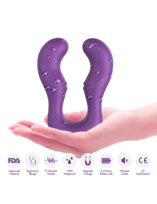 Vibromasseur Violet en forme de U double tête stimulateur point G - USK-V07PUR