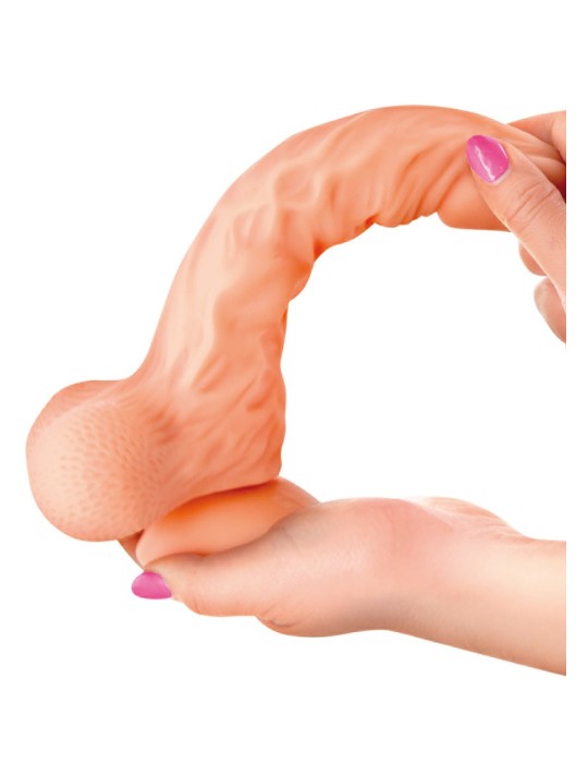 Gode réaliste veiné ventouse va-et-vient prépuce testicules billes mouvantes 22cm - CC514107