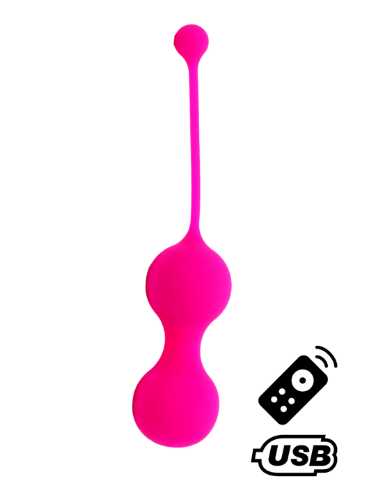 MINA Rose, Boules de Geisha en silicone médical USB avec télécommande - BQ130PNK