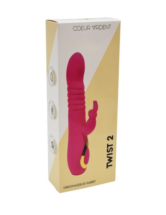 TWIST 2 Rose, Vibromasseur Rabbit va-et-vient USB en silicone médical, doté de 18 modes de stimulation - BQ587PNK