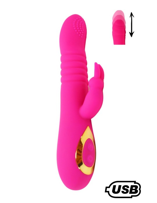 TWIST 2 Rose, Vibromasseur Rabbit va-et-vient USB en silicone médical, doté de 18 modes de stimulation - BQ587PNK