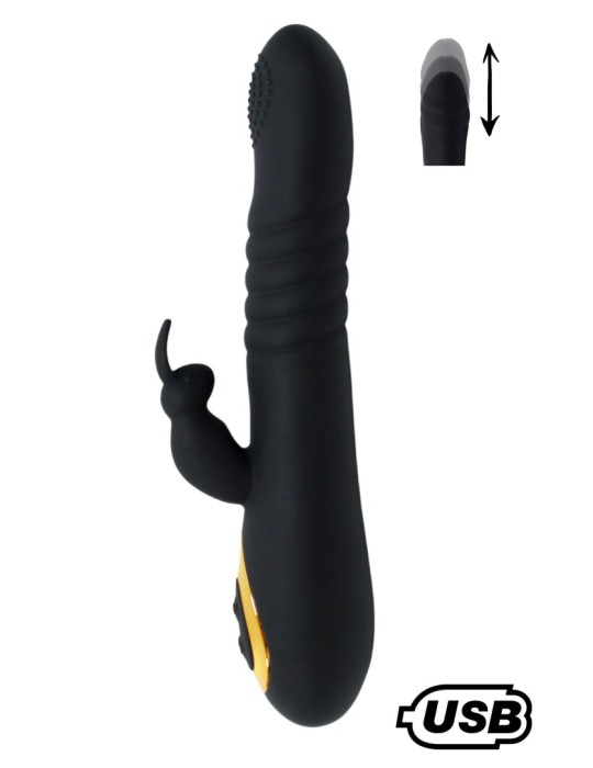 TWIST 2 Noir, Vibromasseur Rabbit va-et-vient USB en silicone médical, doté de 18 modes de stimulation - BQ587BLK