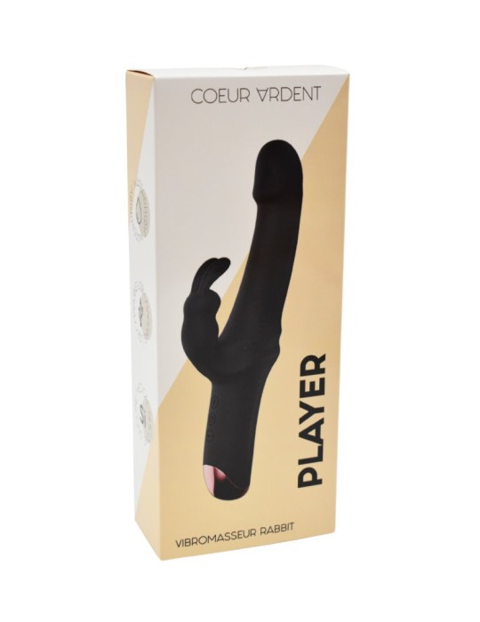 PLAYER, Vibromasseur Rabbit USB, silicone médical doux et lisse, doté de 10 modes de vibration - MS219BLK