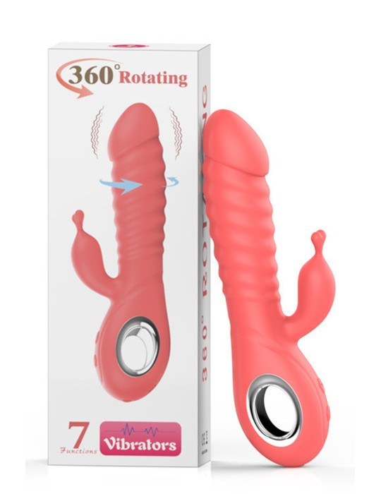 Vibromasseur rabbit rotatif 7 vibrations USB - TOZ-025B