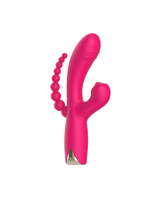 Vibromasseur triple stimulation USB rose Snappy Bunny - WS-NV062CPNK