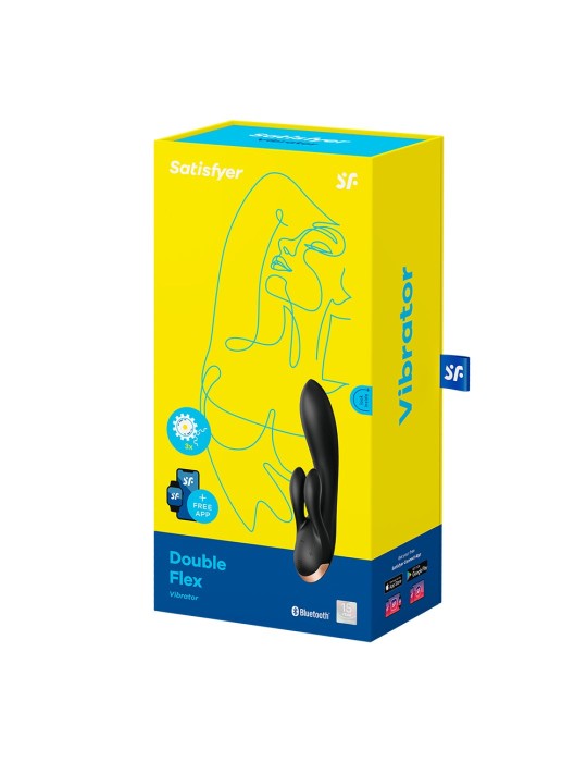 Vibromasseur rabbit noir double stimulation clitoris Double Flex Satisfyer - CC597809