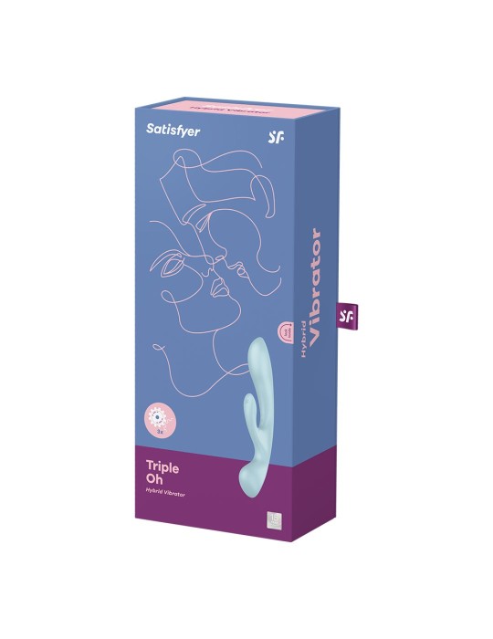 2 en 1 Rabbit point G avec stimulateur de clitoris et Wand Bleu USB Triple Oh Satisfyer - CC597813