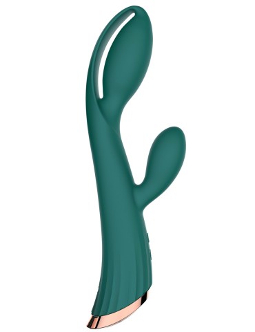 Vibromasseur vert avec stimulateur de clitoris LRIS USB - LRISGREEN