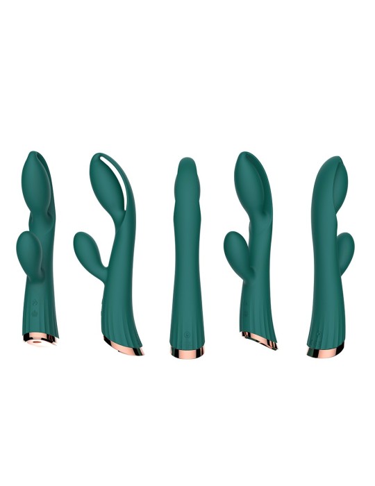 Vibromasseur vert avec stimulateur de clitoris LRIS USB - LRISGREEN