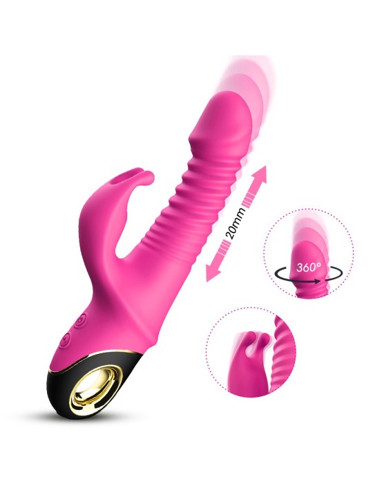 Vibromasseur rose Rabbit Va et Vient avec rotation - USK-V09PNK