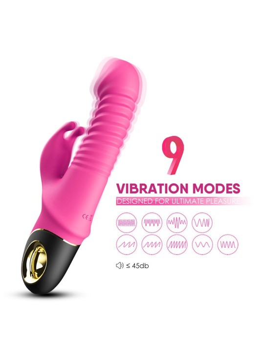 Vibromasseur rose Rabbit Va et Vient avec rotation - USK-V09PNK