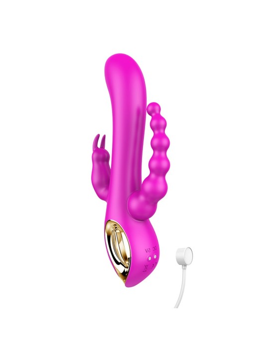 Vibromasseur Rabbit  rose  avec chapelet vibrant - TOZ-024PNK