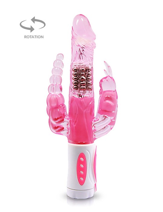 Vibromasseur rabbit rotatif triple stimulation - CC530136