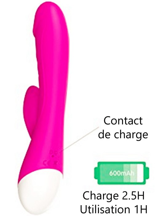 Vibromasseur rabbit rose 10 programmes USB - CR-CAV019