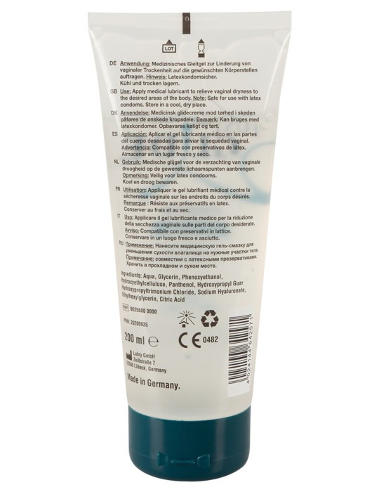 Gel lubrifiant PREMIUM à base d'eau, végétalien 200ml - R625680