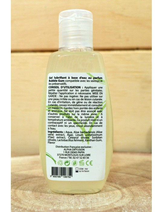 Lubrifiant à base d'eau 100% naturel Bubble Gum 90 ml - SEZ086