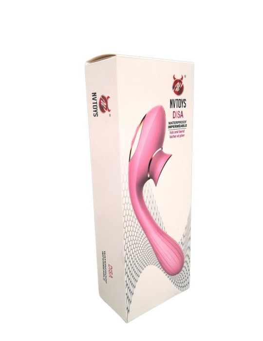 2 en 1 Stimulateur de clitoris avec langue et vibromasseur pour G USB flexible rose DISA - WS-NV025PNK