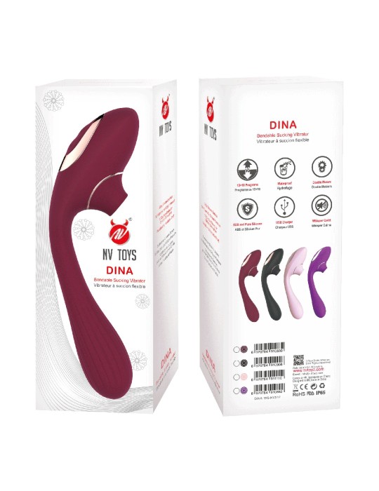 2 en 1 stimulateur de clitoris sur membrane et vibromasseur point G USB bordeau flexible DINA - WS-NV017WIN