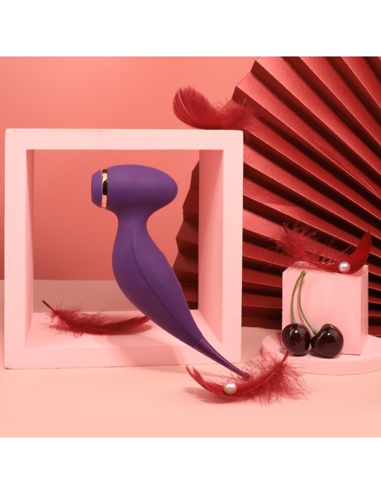 Oiseau du Paradis - Vibromasseur 2 en 1 avec vibration clitoridienne par membrane et embout stimulateur violet - CR-820PUR