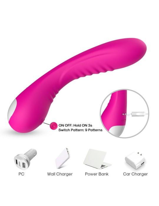 Vibromasseur courbé 9 modes de vibration rose - USK-V01PNK