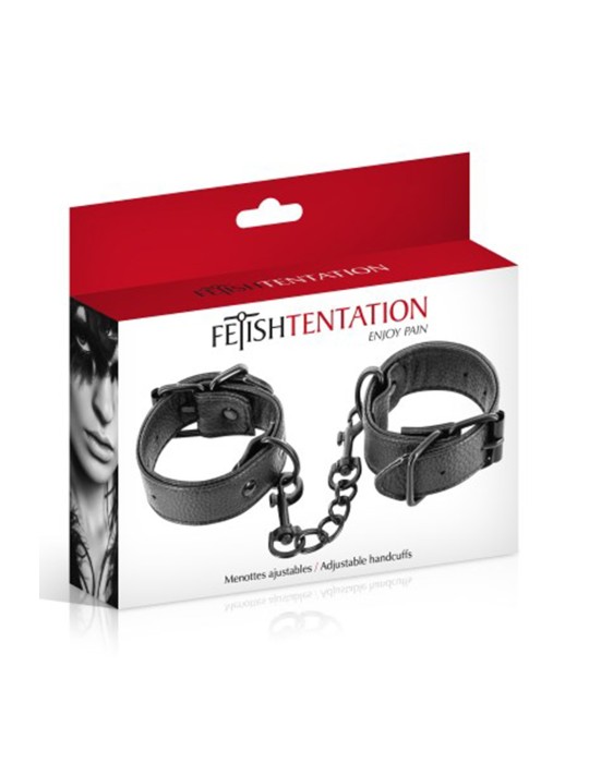 Menottes simili cuir noir ajustables Fetish Tentation - CC570407